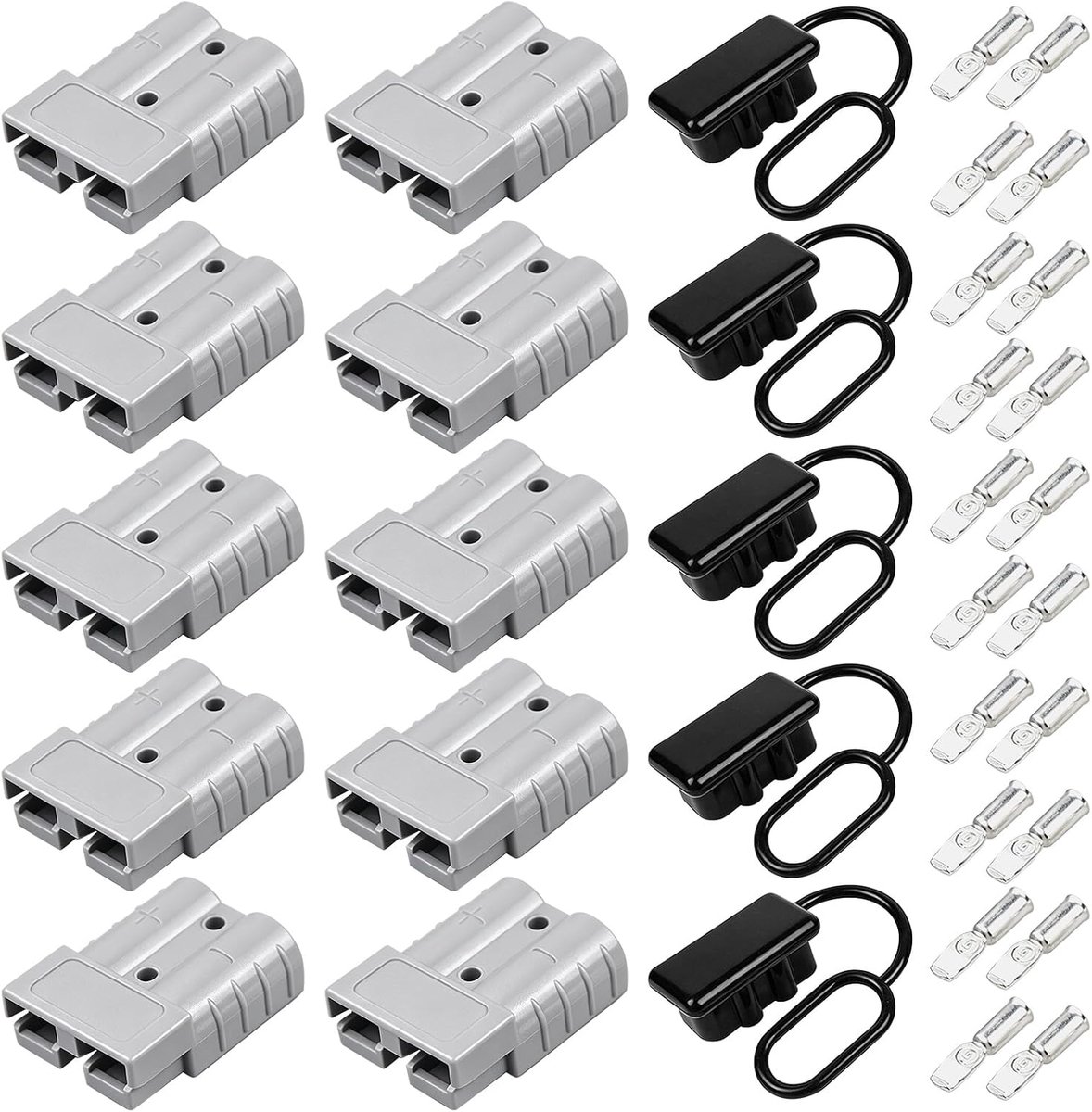 10 stuks Anderson stekker 50A: accustekker, batterijaansluiting 50A 600V, batterij snelscheidingsstekker met - ShopVlot
