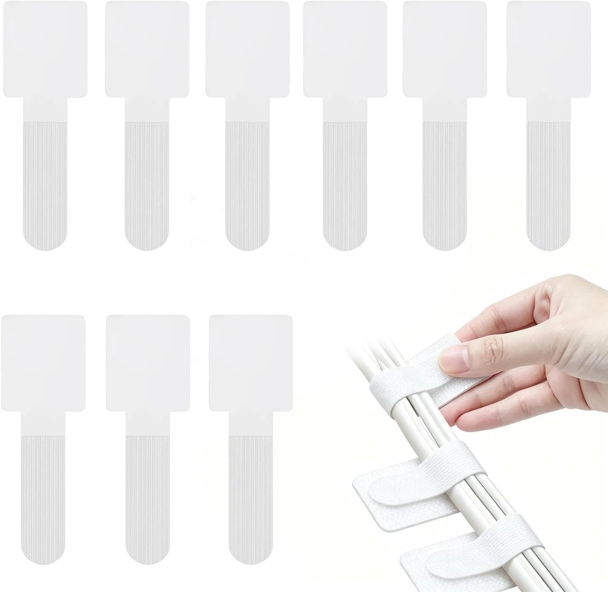80 Stuks Witte Stevige Kabelbinders, Zelfklevend Ontwerp, Draden Organiseren, Herbruikbaar, Geschikt Voor Kabelbeheer - ShopVlot