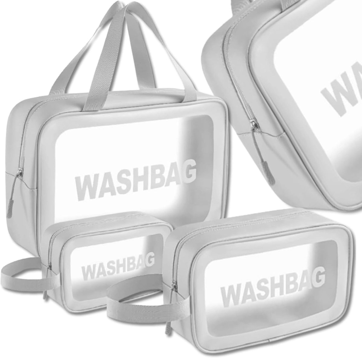 Cosmetische tas toilettas dames met penseelvak, zwart, standaard, reizen make-up tas, make-up tas,, wit, 3 Stück (30 - ShopVlot