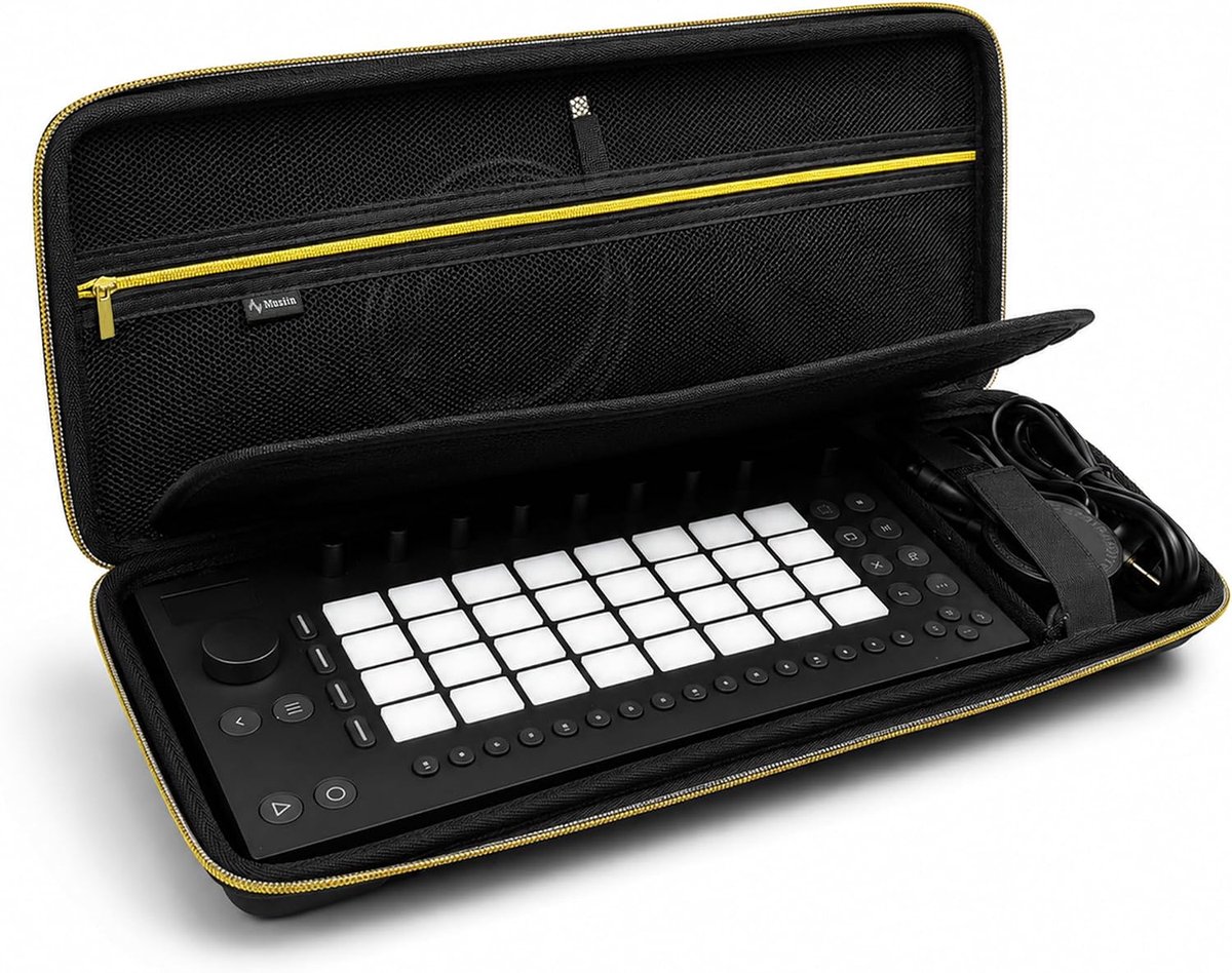 Musiin Production Station Case Compatible with Ableton Move Arturia MicroLab MK3, Gold Zipper, Built-in Mesh Pocket - ShopVlot