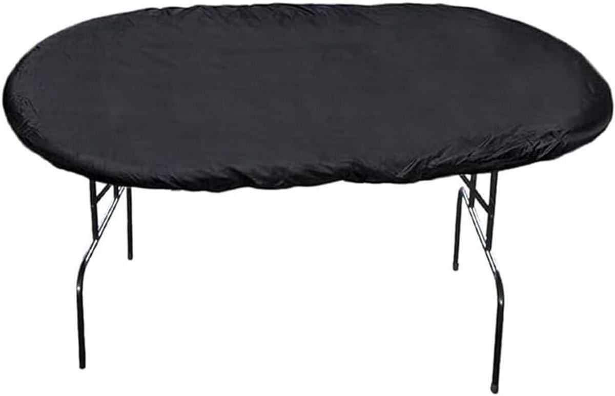 Waterdichte en stofdichte pokertafelhoes voor ovale tafels, ideale bordspelbescherming (420D zwart) - ShopVlot