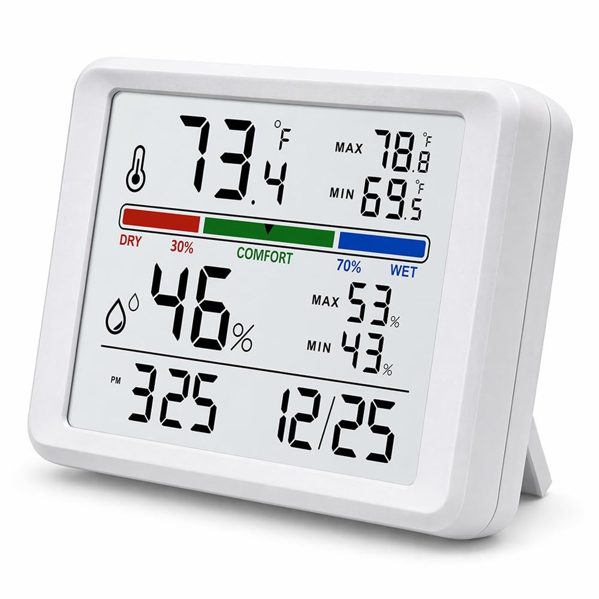 Foreverup Thermo-Hygrostation, Indoor Digital Hygrometer, Digital Thermometer, Hygrometer, Indoor Clock, Date, ℃/℉ - ShopVlot