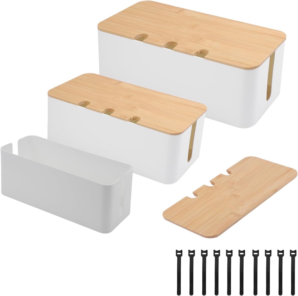 3 stuks kabelbox, kabelmanagementbox, kabelorganizer, box, voor stekkerstrips, adapters, thuis en op kantoor - ShopVlot