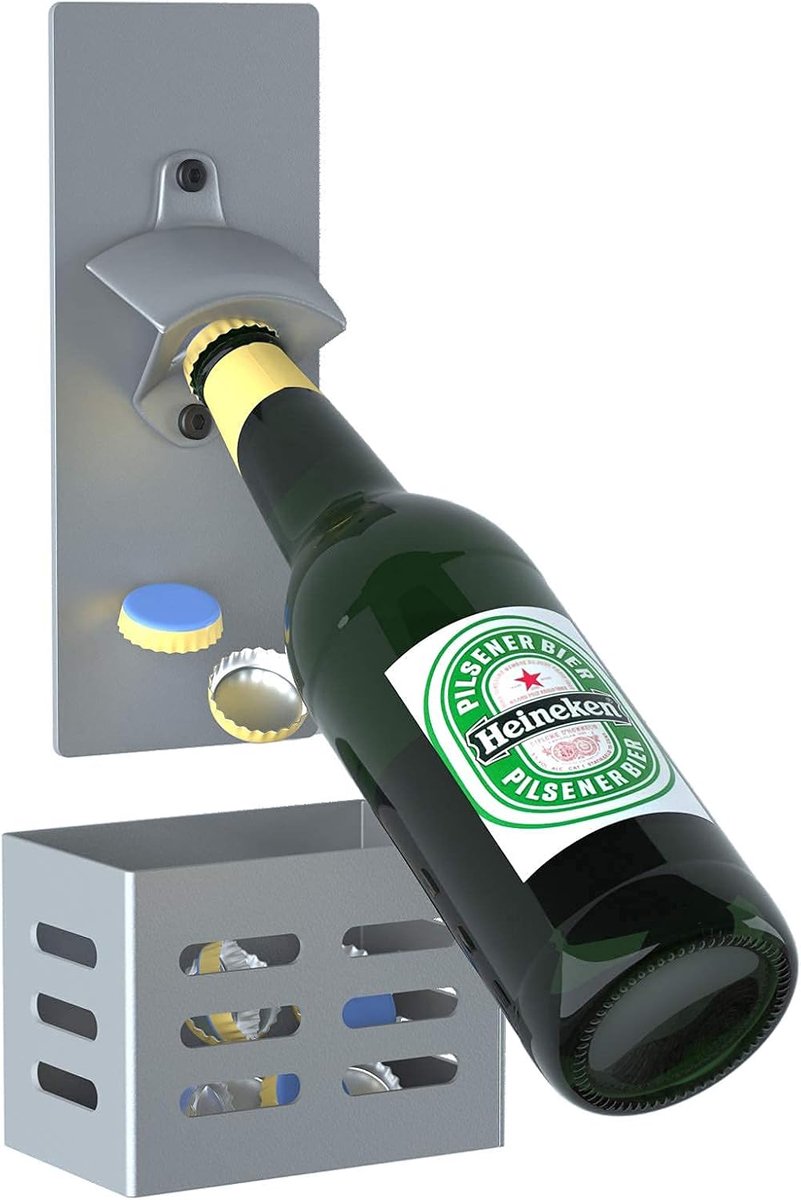 LEcylankEr Wall Mounted Bottle Opener,Steel Beer Bottle Opener with Magnetic Catcher,Bar Accessories for - ShopVlot