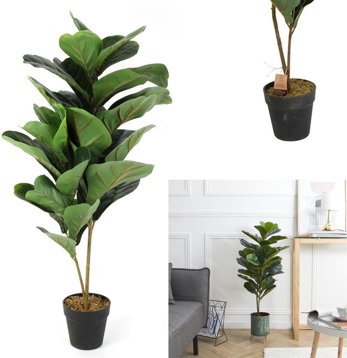 Kunststof Rubberplant - ø 14 x 98 cm - Groen