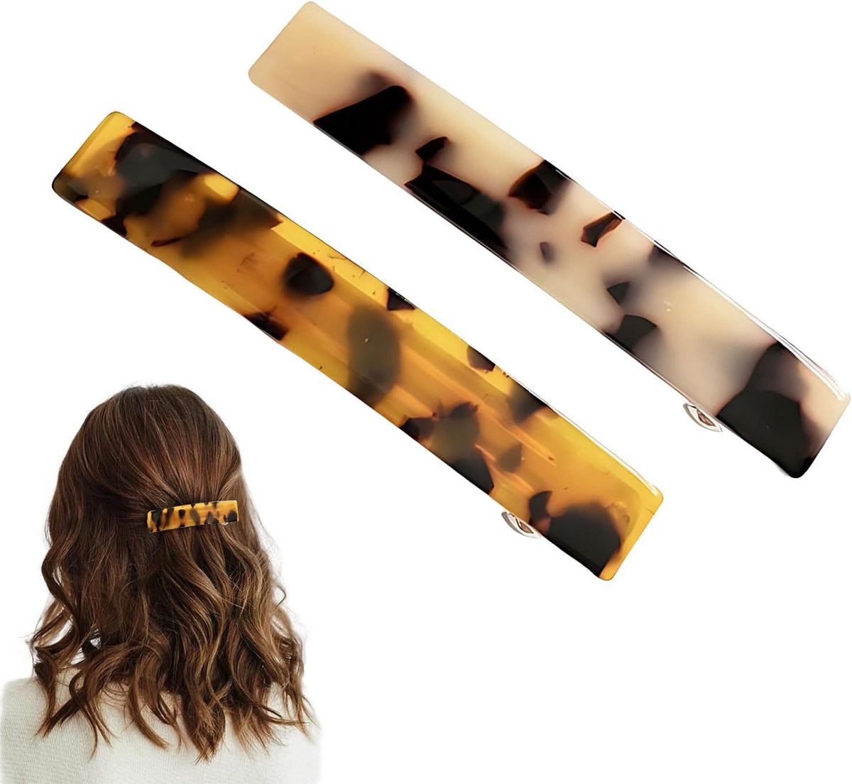 Haarspelden 2 x oval - Franse stijl - retro marmerpatroon - ideaal voor dun haar - ShopVlot