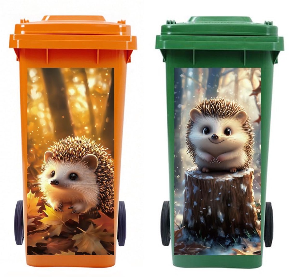 afvalbak stickers 2 vellen - egeltje design - waterproof PVC - decoratie voor tuin en oprit - ShopVlot