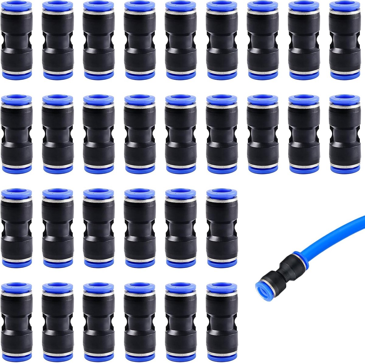 Pneumatische connectoren 6mm - rechte aansluiting - hoogwaardig kunststof - geschikt voor lucht- en waterleiding - ShopVlot