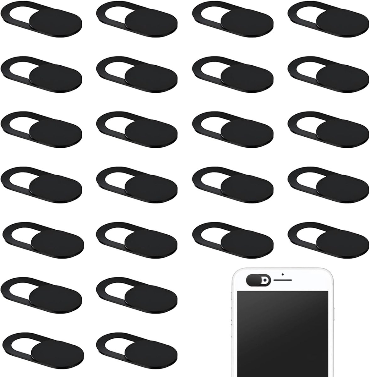 webcamcover 24 stuks - ultradun - zwart - beschermt je privacy - ShopVlot