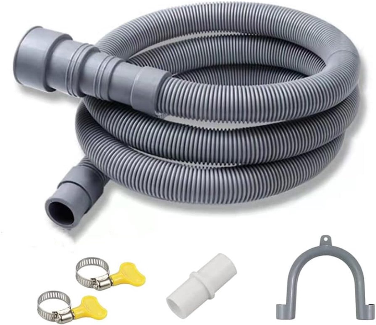 Afvoer slang verlenging 3 m - grijs - PVC+TPR - universeel voor wasmachine en vaatwasser - ShopVlot