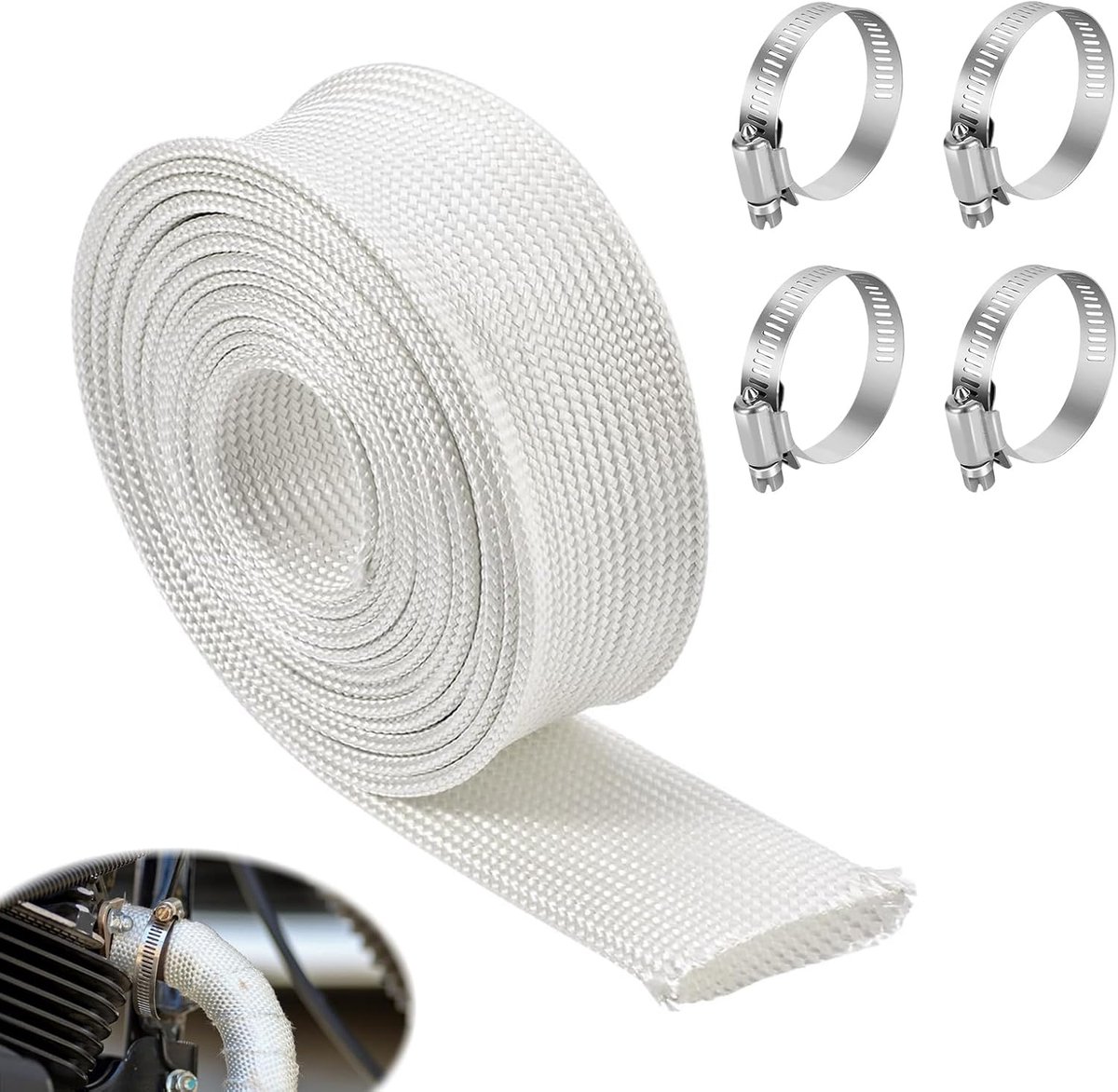 Afvoerslang voor stroomgeneratoren 25 mm - hittebestendig - glasvezel - hoge temperatuur weerstand - ShopVlot