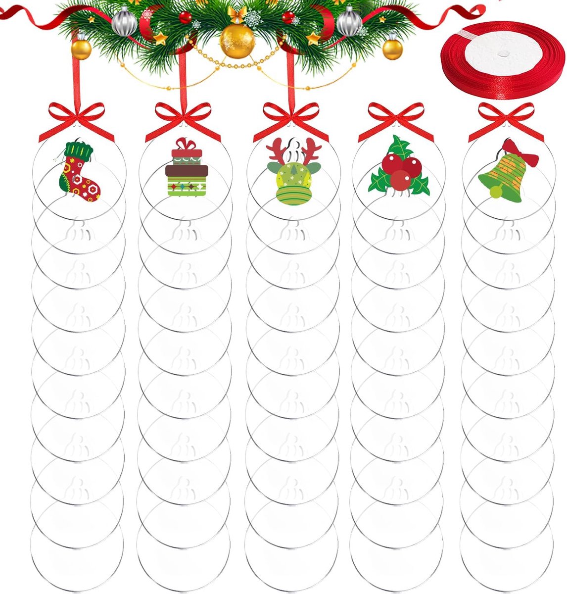 Kerstballen 50 stuks - 7,5 cm - Acryl transparant - Perfect voor decoratie en schilderen - ShopVlot