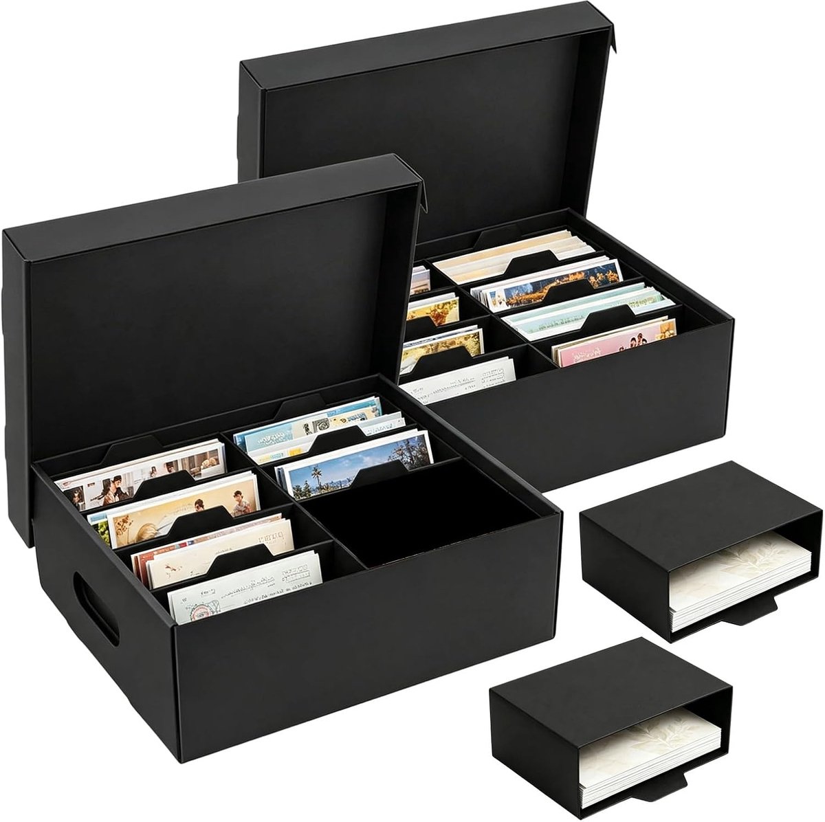 Fotoopbergdoos 2 stuks - Karton - Ruime foto-organizer - Bewaar tot 1.600 foto's 10x15 cm - ShopVlot