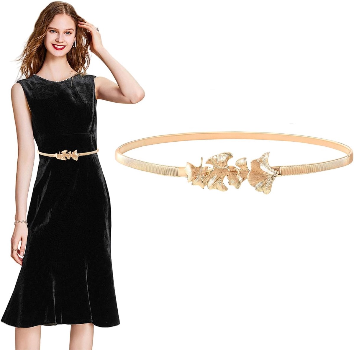 Damesmode metalen stretch taille slim riem - knoopgesp ontwerp - modieuze accessoire - perfect voor meisjes - ShopVlot