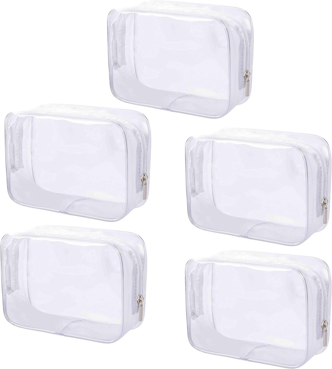 Toilettas set van 5 - transparant PVC - waterdicht - ideaal voor op reis - ShopVlot
