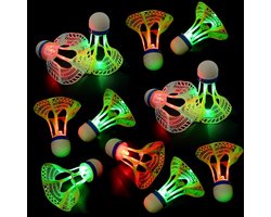 Badminton shuttlecocks LED, 12 stuks nylon shuttlecocks - lichtgevend - voor binnen/buiten/nachtspel - m-winkel