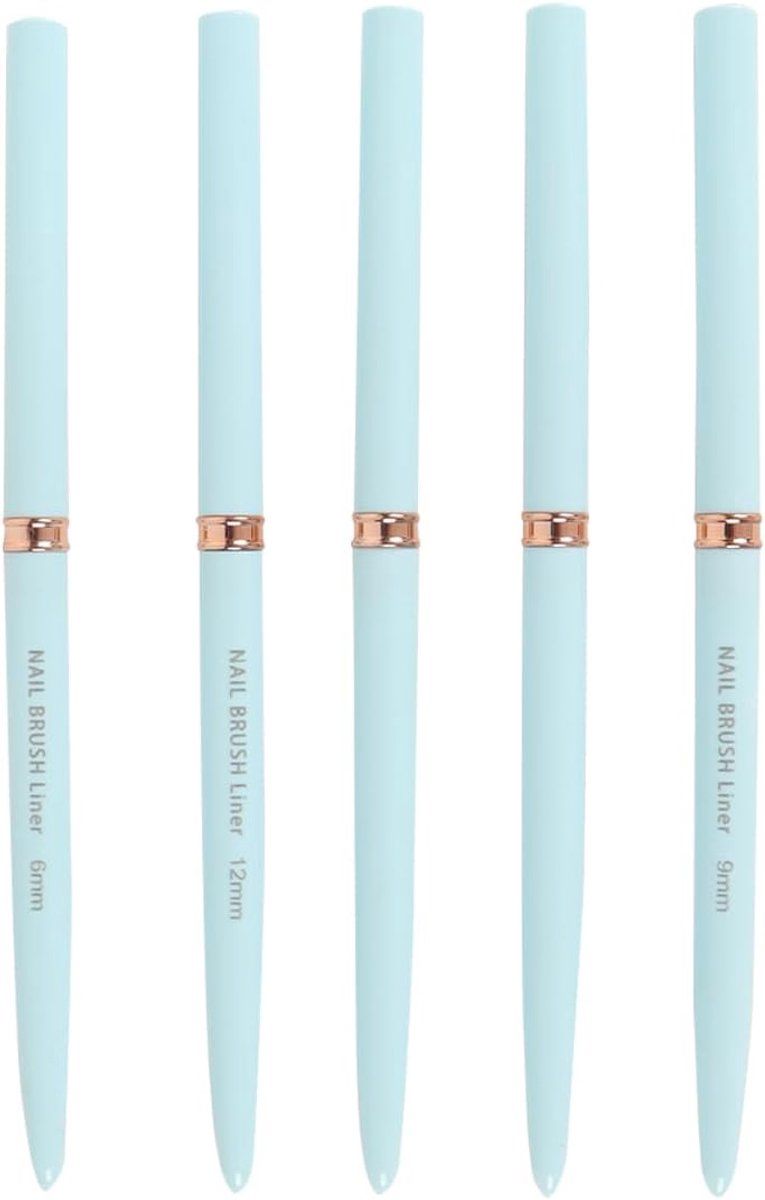 Nagelborstels set van 5 - verschillende maten 6/9/12/15/18 mm - blauw - perfect voor gelnagellak en manicure - ShopVlot