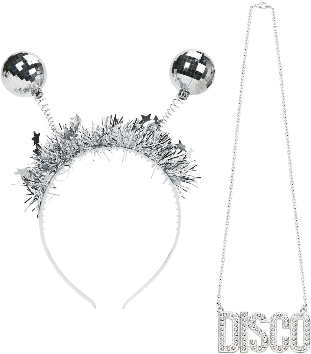 Hoofdband Alien Hoofd - Zilver - Disc Hoofddeksel - Voor disco en carnaval - ShopVlot