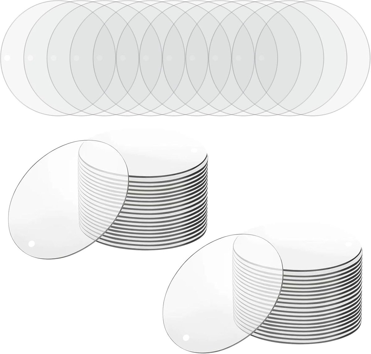 Acryl panelen 50 stuks - transparant 6,5 cm - rond 1 mm dik - ideaal voor fotolijsten en DIY projecten - ShopVlot