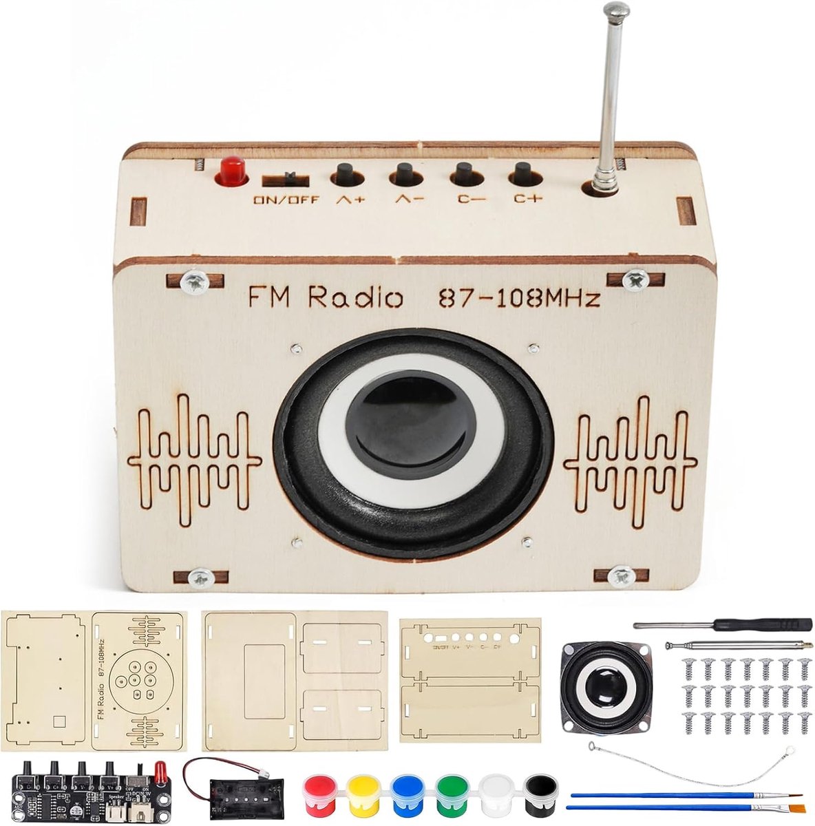 Radio-bouwset - doe-het-zelf kit - houten radio - FM-experimenten wetenschap - ShopVlot