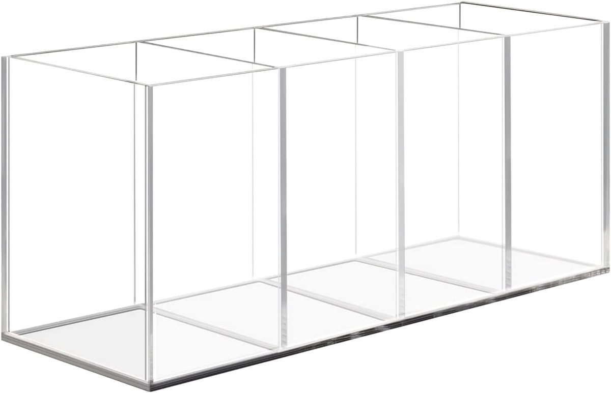 Acryl pennenhouder met 4 vakken - transparant - modern design - perfect voor kantoor en thuis - ShopVlot