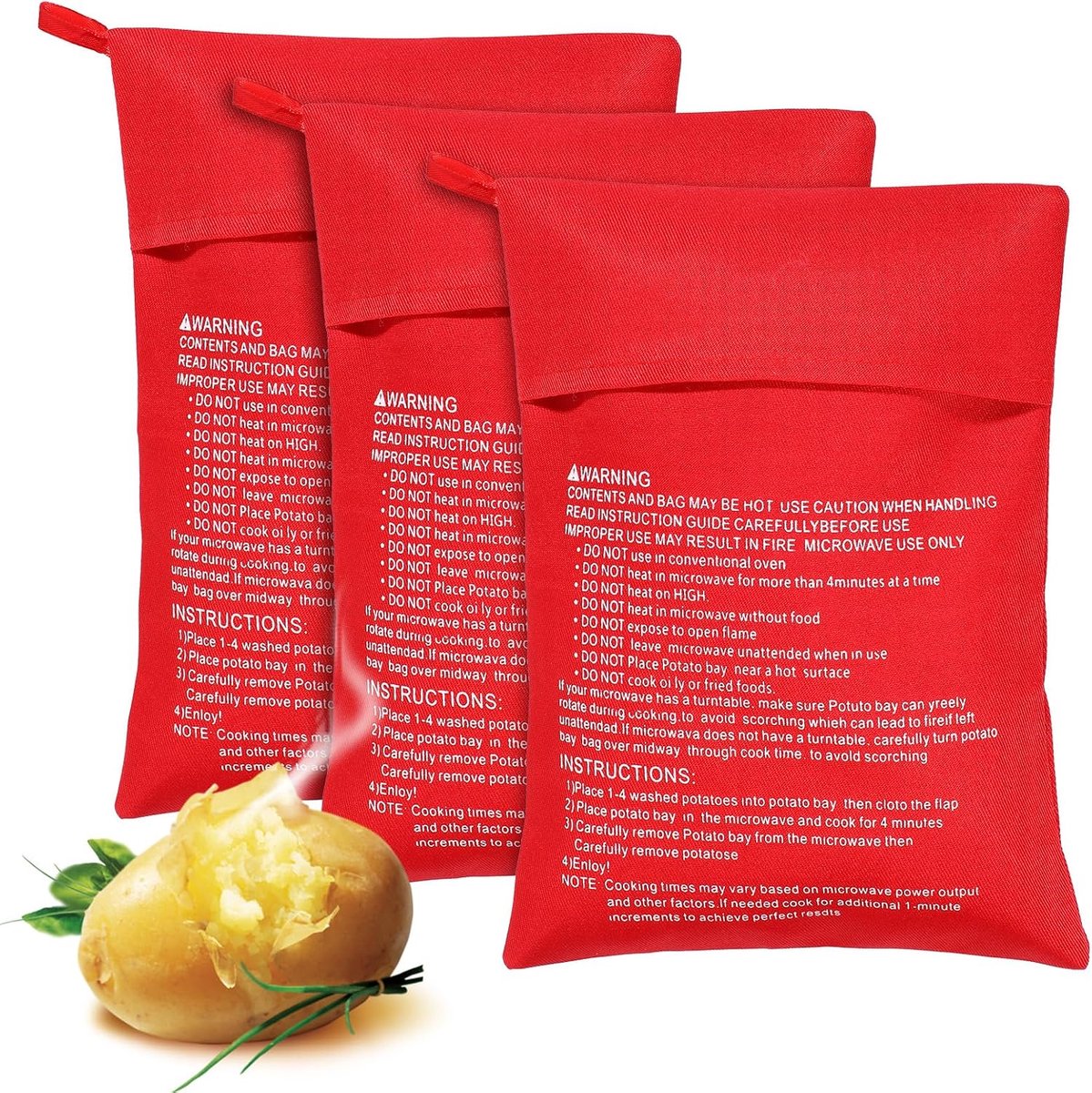 Magnetron aardappelzakken 3 stuks - polyester - eenvoudig in gebruik - perfect voor aardappelen en maïs - ShopVlot