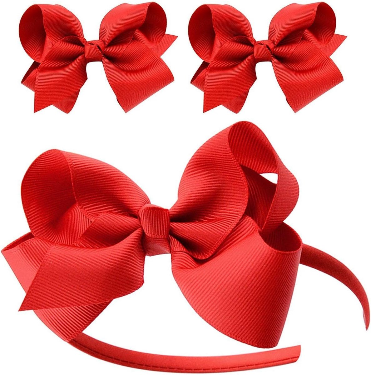 Haarspelden set - 2 haarspelden en 1 haarband - rood - vrolijke haaraccessoires voor meisjes - ShopVlot