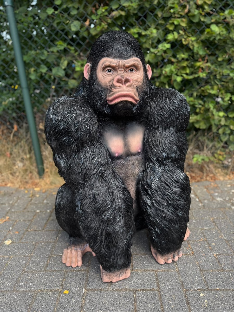 Goodyz - Jungle dieren - Gorilla XXL - Staand vuisten op de grond - Kleur Zwart - Prachtig Beeld