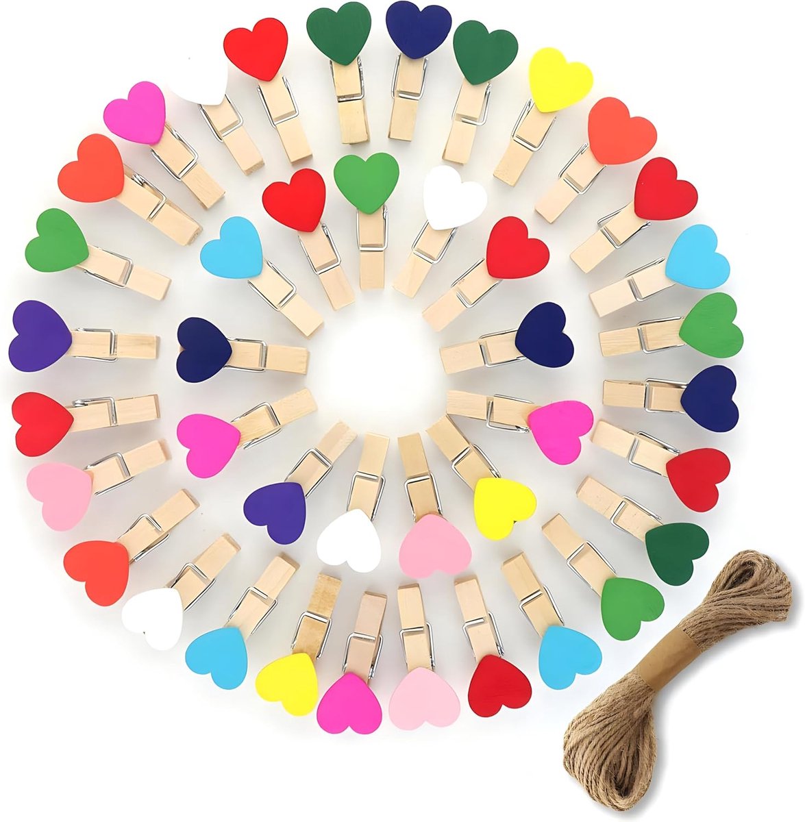 Mini Wooden Clothes Pegs, 100 Pieces Heart Photo Clips, Mini Photo Clips, Small for Clothing, Photos, Leisure, Crafts - ShopVlot