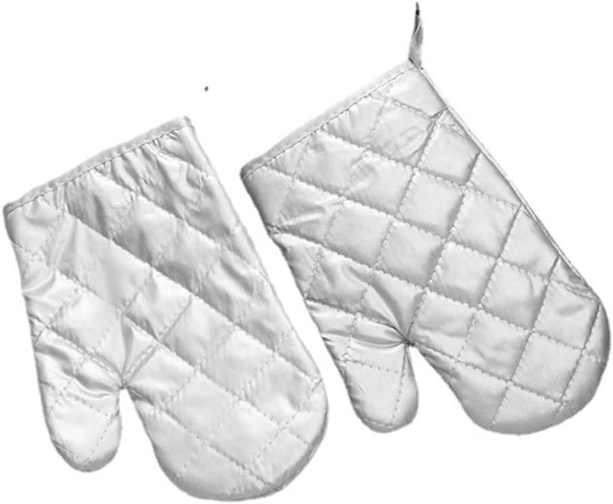High Temperature Oven Mitts Silver Set of 2 Extremely Heat Resistant BBQ Gloves Oven Mitts for Cooking, Baking and - ShopVlot
