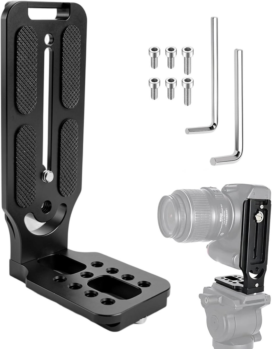 Camera L-beugel voor DSLR-camera, met schroefgaten 1/4 inch, verticale en horizontale omschakeling voor - ShopVlot