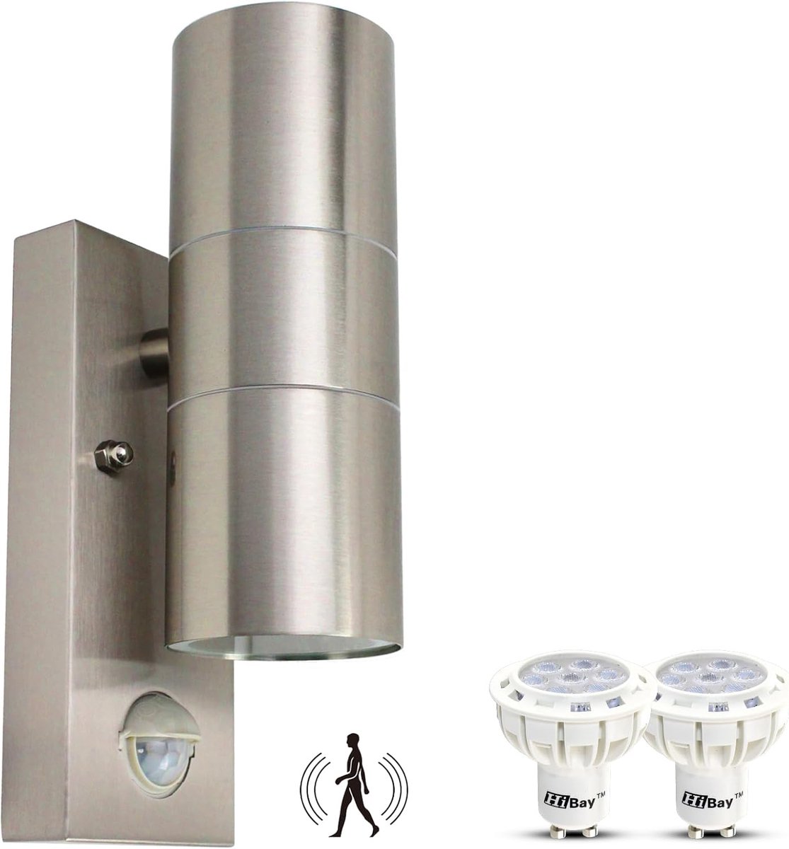 HiBay Outdoor Light with Motion Detector GU10, Light with Motion Sensor, Outdoor IP44 Stainless Steel, Outdoor Lamp - ShopVlot