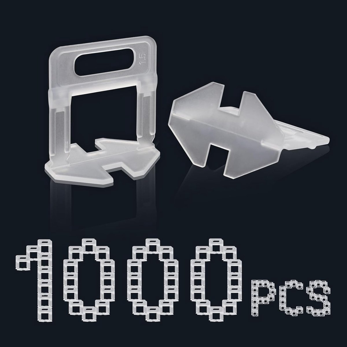 Tiles leveling system 1000 pieces tabs pull loops 1.5 mm joint width, tiles height 3-15 mm tile laying aid (1000 - ShopVlot