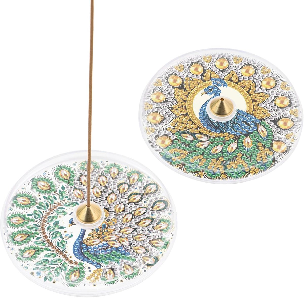 DCIDBEI 2 Pieces Peacock Design Incense Stick Holders Images Incense Bowl for Each Incense Stick Palo Santo Holder - ShopVlot