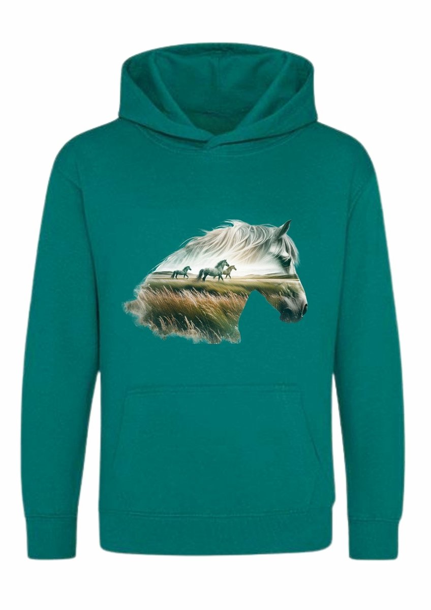 Hoodie meisje paardenhoofd - Groen - 98/104