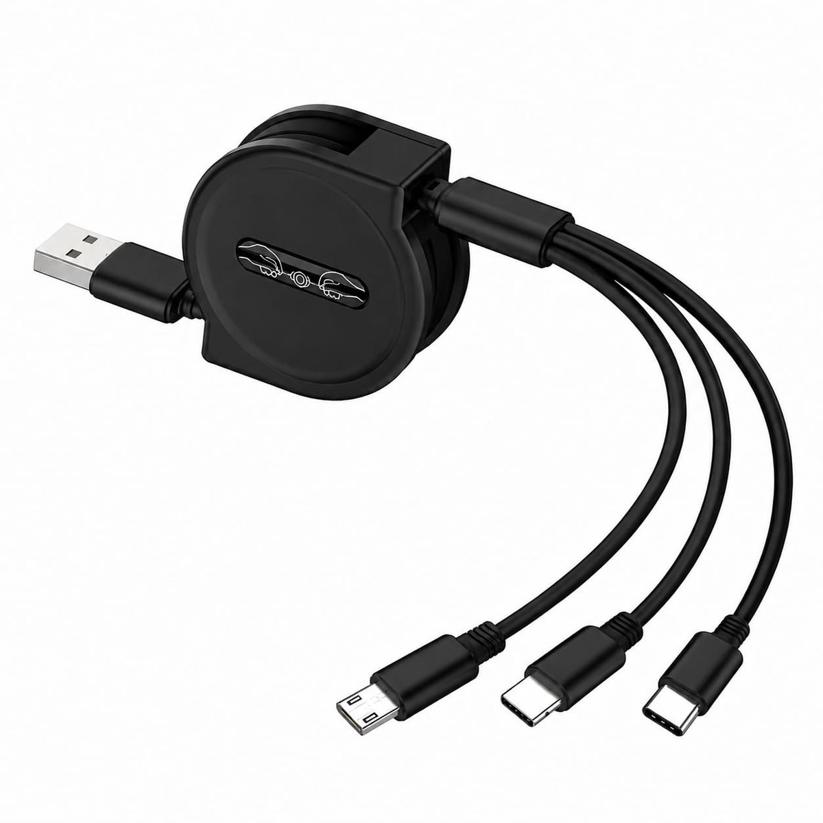 Multi-charging cable, retractable 3-in-1, charging cable with multiple attachments, USB-C micro-USB, 8-pole for - ShopVlot