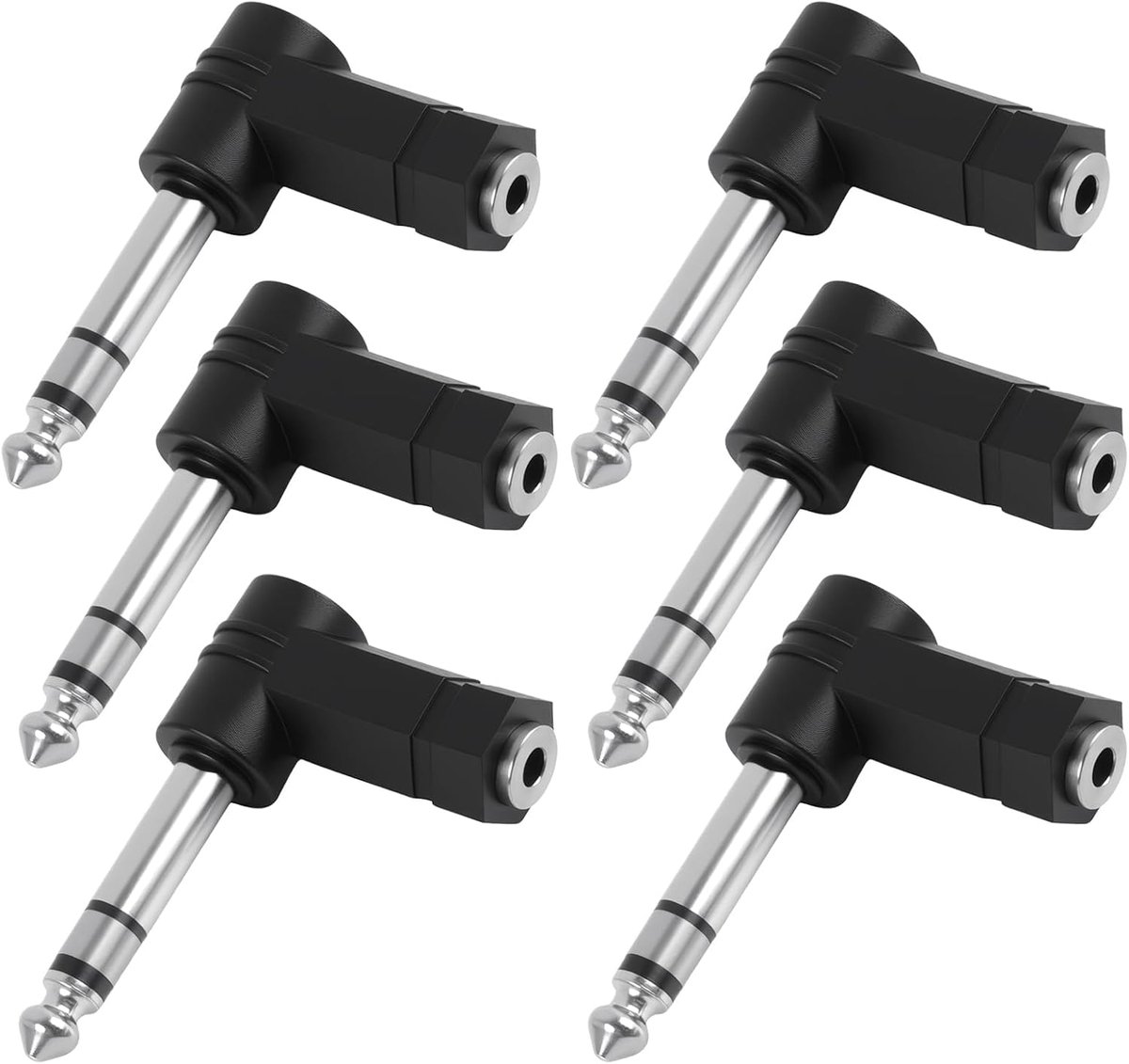 Set of 6 90 Degree TRS Audio Adapter, 6.35mm Stereo Plug to 6.35mm Jack, Right Angle XLR Adapter for Electric Guitars - ShopVlot