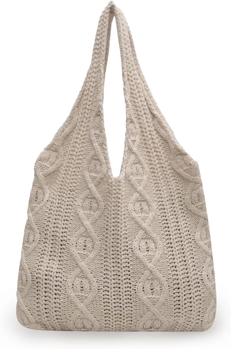 1 Piece Women's Beach Bag, Braided Pattern, Knitted Shoulder Bag, Mesh Beach Bag for Beach Travel, Shopping, Daily Use - ShopVlot