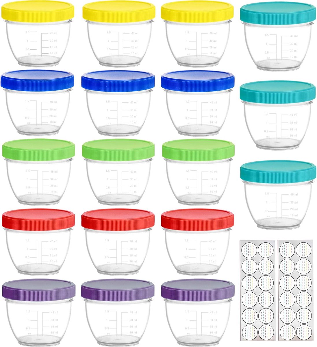 Youngever 18-Pack 120ML Baby Food Container, Reusable Plastic Baby Food Storage Box, 6 Colors (Rainbow) - ShopVlot