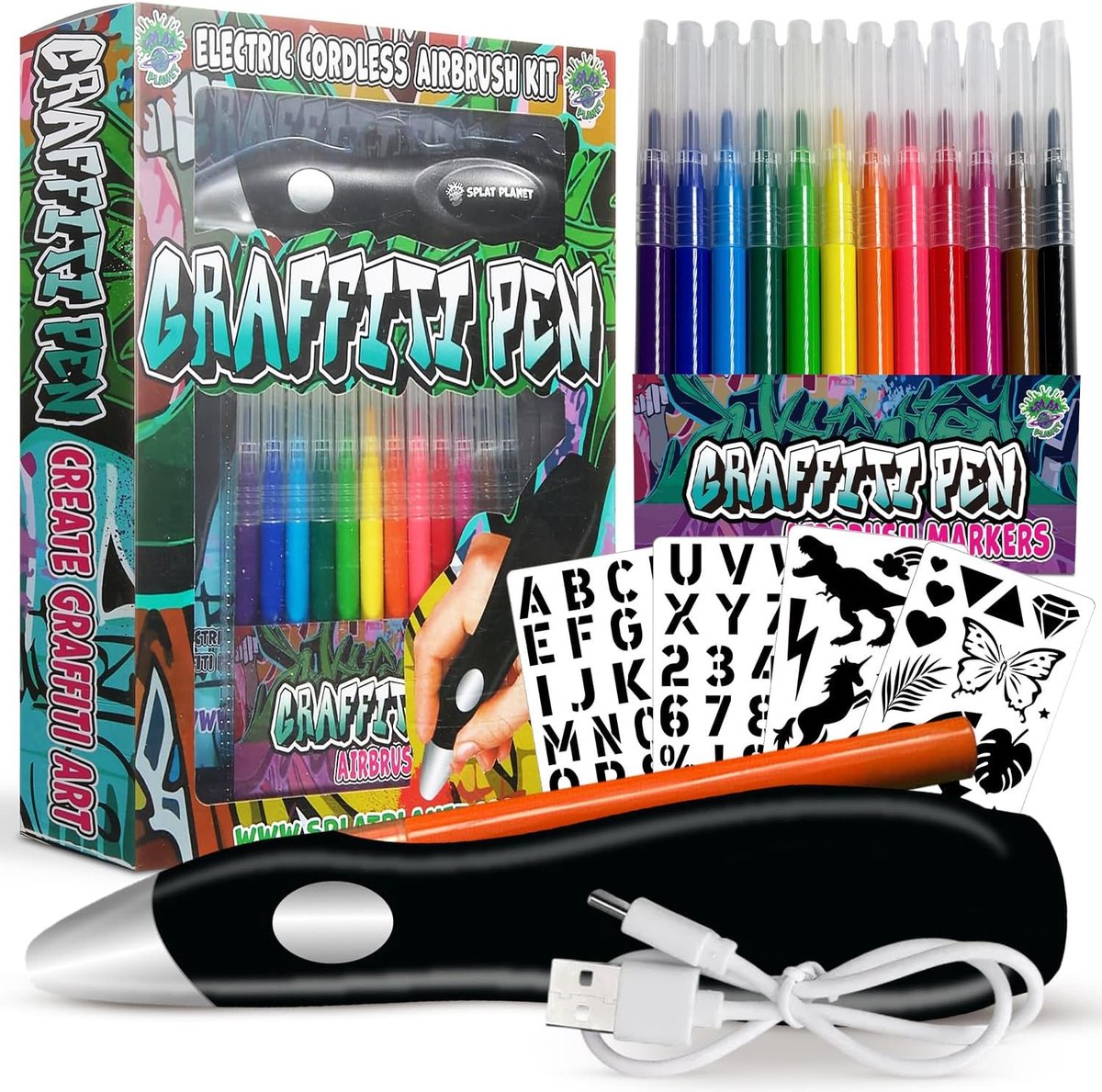 Electric Airbrush Pen, Cordless Rechargeable Electric Airbrush Sprayer, Watercolor Spray Pen, Airbrush Marker Set 12 - ShopVlot