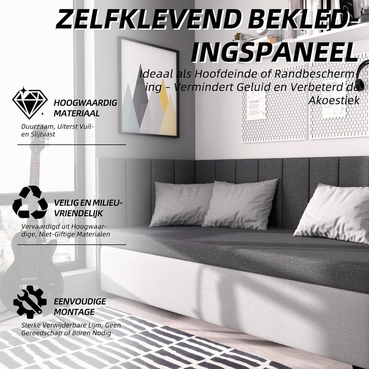 Generisch Upholstered Panel Set. Foam Wall Panels Can Be Used As Headboard And Shock Protection To Reduce Noise.Set Of - ShopVlot