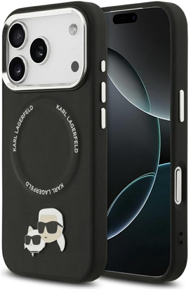 CG MOBILE Karl Lagerfeld Karl & Choupette Pins, compatibel met MagSafe-hoes, zwart - ShopVlot