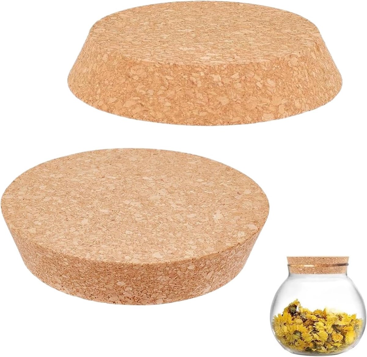 SnelShoppen - 2 Stuks Conische Kurken Stoppen voor Flessen, Grote Wijnfles Sloten van Natuurlijk Hout, 9.3~10cm, Ideaal voor Glazen Ambachten en Wijnf