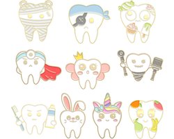 10pcs Cartoon Teeth Brooch Enamel Pins Dental Lapel Pin Tooth Brooch Aesthetic Teeth Brooch Jewelry Dentist - ShopVlot