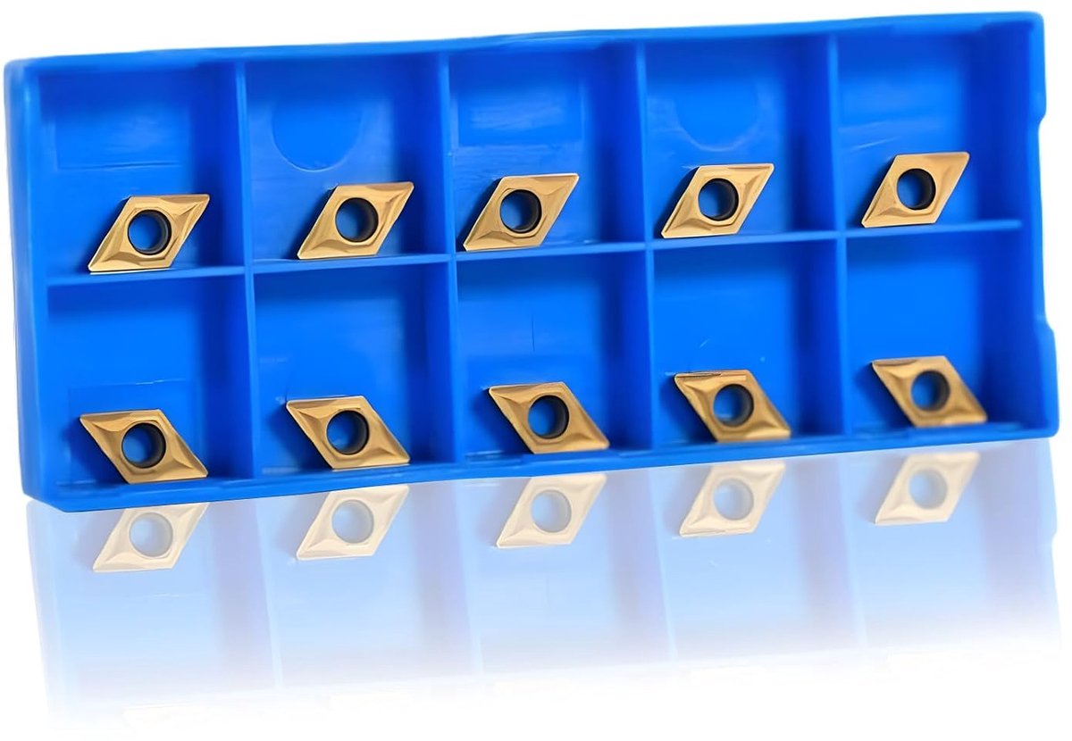 DCMT070204 US735 Carbide Inserts, Lathe, 10 Pieces, CNC Carbide Inserts, Blade Cutter, Lathe, Turning Tool with Box - ShopVlot
