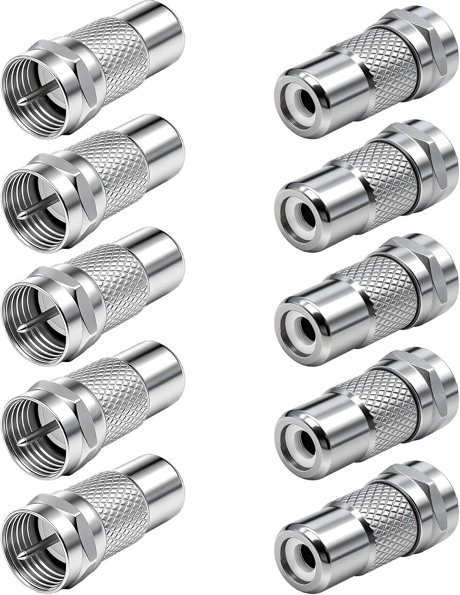 MEIRIYFA F Type to Phono RCA Plug, RCA Bus to F Type Plug, Coaxial Adapter, F Plug to RCA Jack Straight Coaxial - ShopVlot