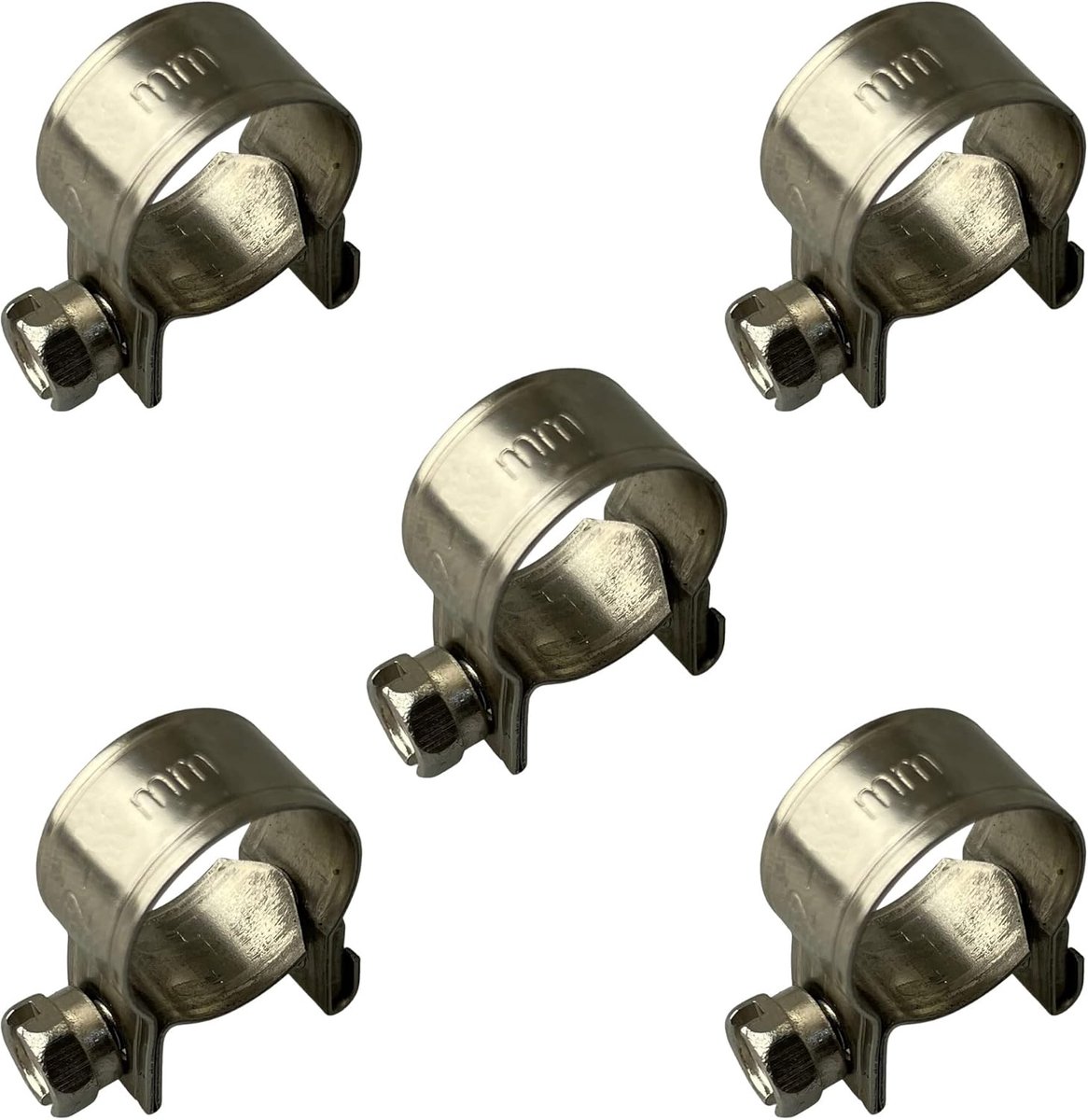 Pack of 5 Stainless Steel Mini Fuel Line Hose Clamps Jubilee Petrol Pipe Clamps Silver (7-9mm) - ShopVlot