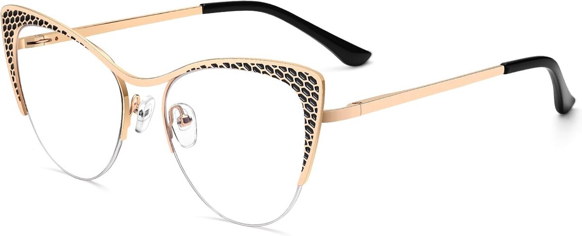 Dollger Cat Eyes Blue Light Glasses Fashion Half Frame Metal Glasses Stylish Anti Blue Light Eyeglasses UV Protection - ShopVlot