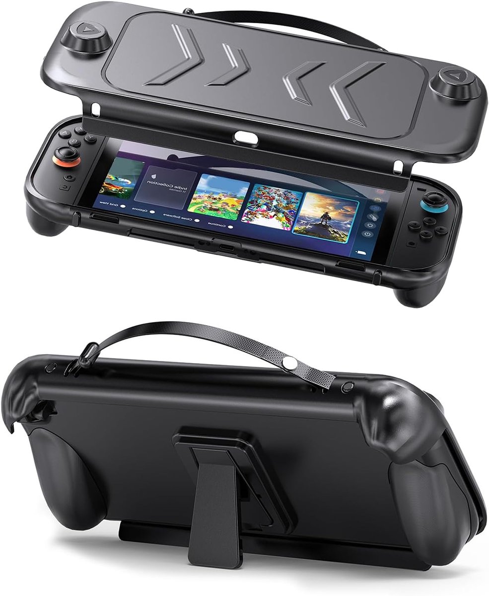Felenny Dockbare beschermhoes compatibel met Switch 2 2025 - TPU-hoes met standaard en draagriem, antislip achterkant - ShopVlot