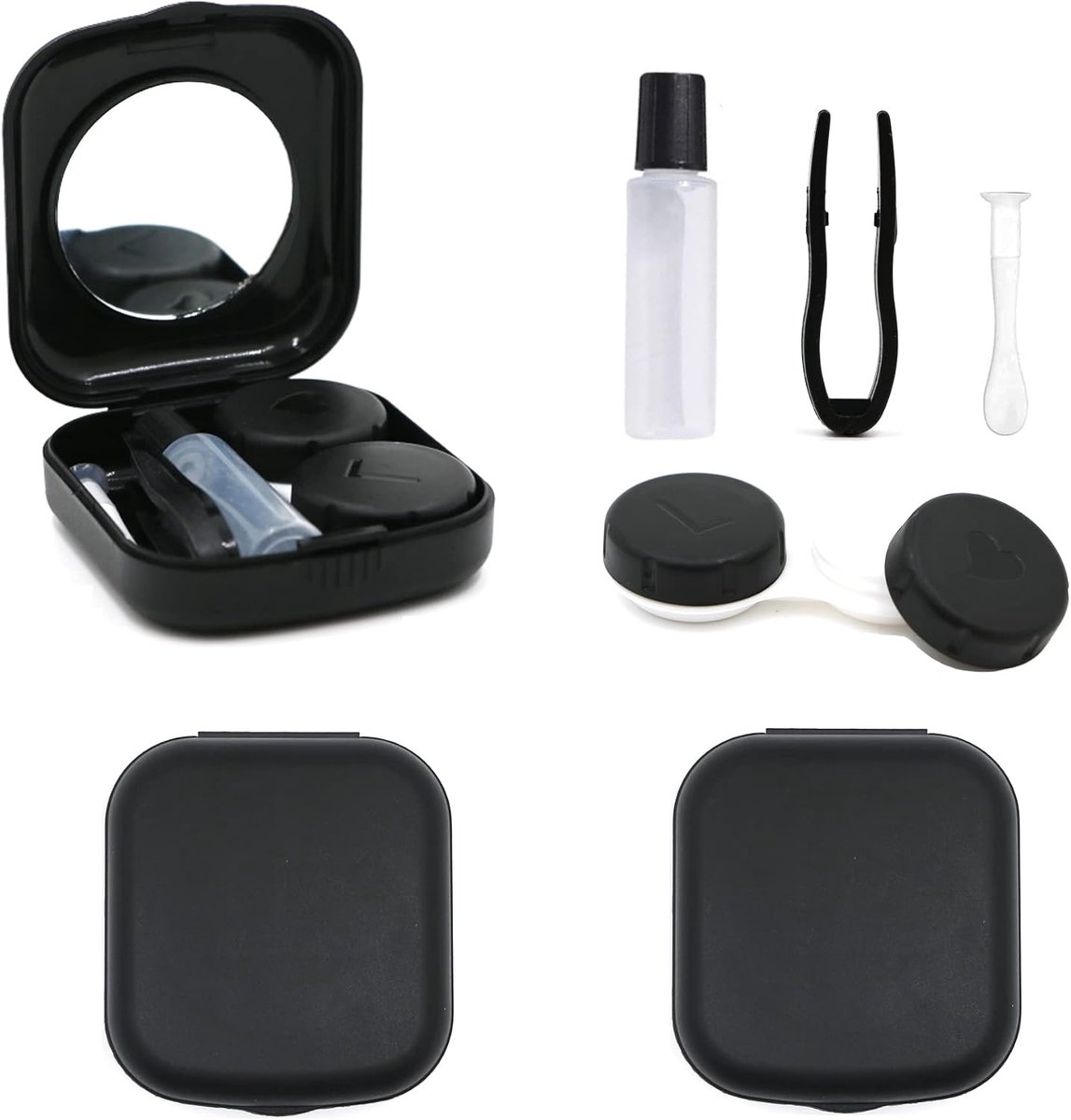 laeeyin Leakproof Travel Contact Lens Holder Set for Home and Travel, Black, Small, Fashion - ShopVlot